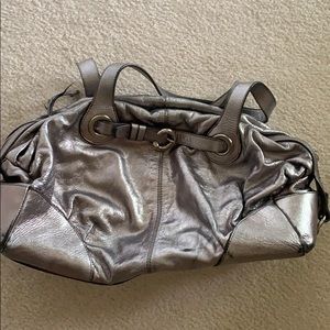 Italian leather silver shiny purse